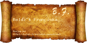 Belák Franciska névjegykártya
